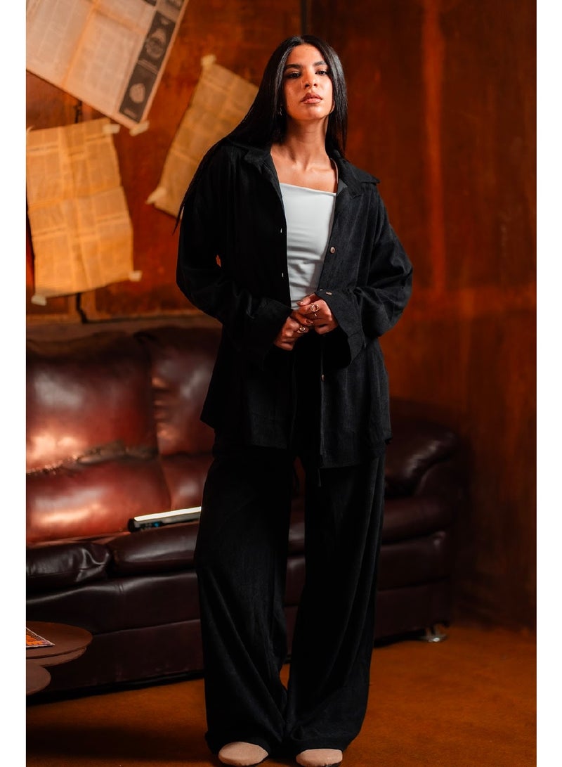 كنزه طقم قطيفة (قميص + بنطلون) - Image 2